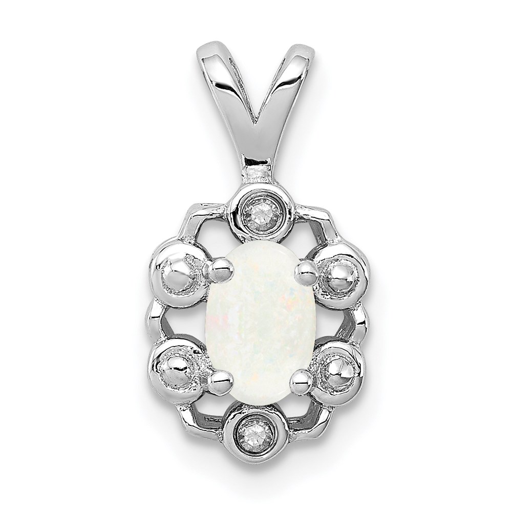 QBPD22OCT.jpg Sterling Silver Rhodium-plated Created Opal & Diam. Pendant - Image 1