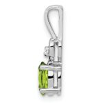 Sterling Silver Rhodium-plated Peridot & Diam. Pendant - Image 2