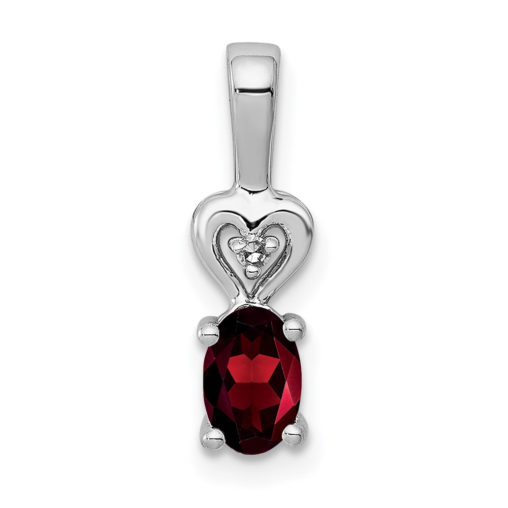 QBPD23JAN.jpg Sterling Silver Rhodium-plated Garnet & Diam. Pendant - Image 1
