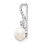 Sterling Silver Rhodium-plated FW Cultured Pearl & Diam. Pendant - Image 2