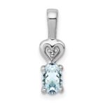 Sterling Silver Rhodium-plated Aquamarine & Diam. Pendant