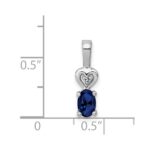 Sterling Silver Rhodium-plated Created Sapphire & Diam. Pendant - Image 3