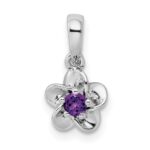 Sterling Silver Rhodium-plated Floral Amethyst Pendant