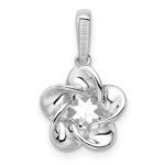 Sterling Silver Rhodium-plated Floral White Topaz Pendant - Image 4