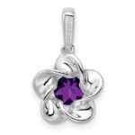 Sterling Silver Rhodium-plated Floral Amethyst Pendant - Image 4