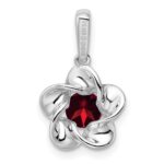 Sterling Silver Rhodium-plated Floral Created Ruby Pendant - Image 4
