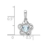 Sterling Silver Rhodium-plated Floral Aquamarine Pendant - Image 3