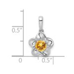 Sterling Silver Rhodium-plated Floral Citrine Pendant - Image 3