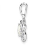 Sterling Silver Rhodium-plated Floral Created Opal Pendant - Image 2