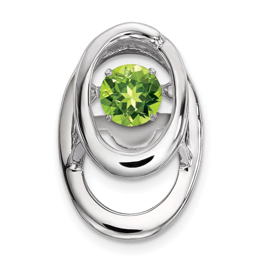 QBPD32AUG.jpg Sterling Silver Rhodium Peridot Birthstone Vibrant Chain Slide - Image 1