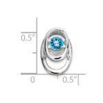 Sterling Silver Rhodium Blue Topaz Birthstone Vibrant Chain Slide - Image 3