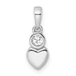 Sterling Silver Rhodium-plated Polished White Topaz Heart Pendant