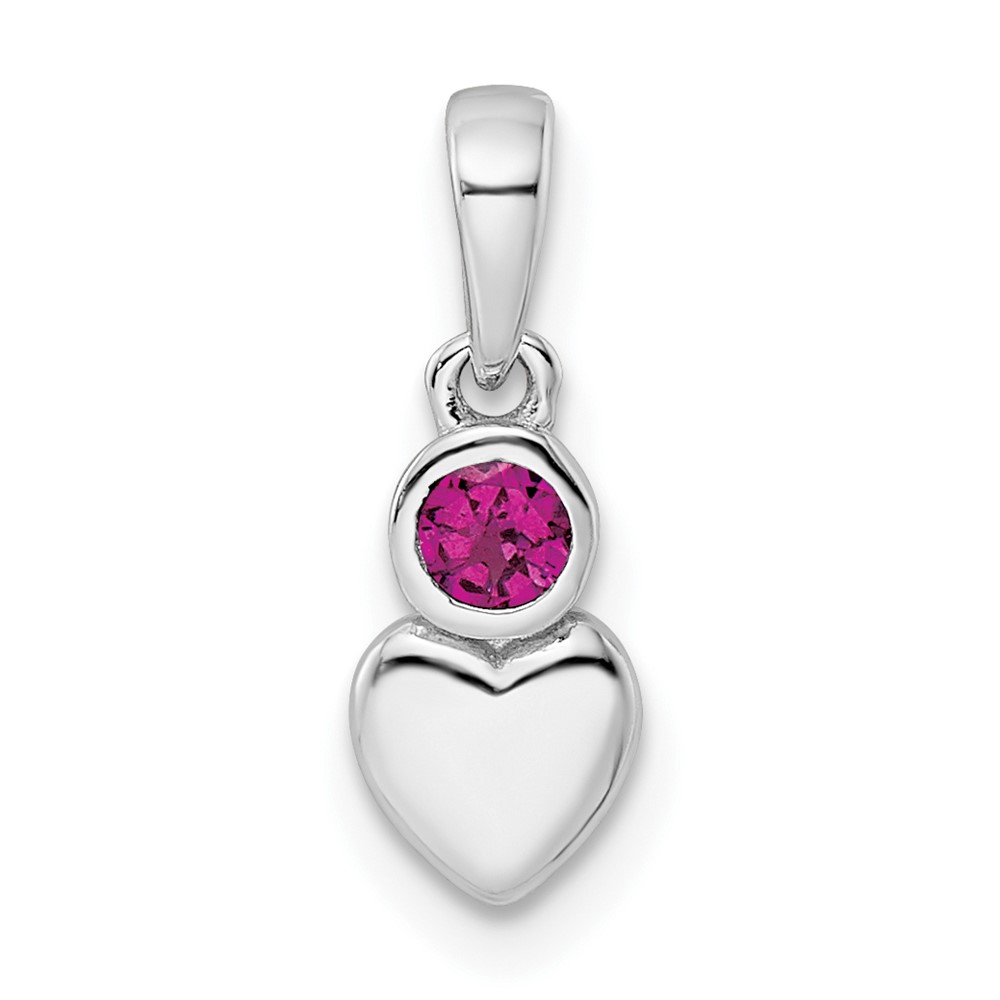 QBPD35JUN.jpg Sterling Silver Rhodium-plated Polished Rhodolite Garnet Heart Pendant - Image 1