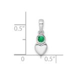 Sterling Silver Rhodium-plated Lab Created Emerald Heart Pendant - Image 3