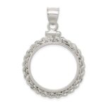 Wideband Distinguished Coin Jewelry Sterling Silver Polished Rope 21.1 x 2.0mm $0.05 Screw Top Coin Bezel Pendant