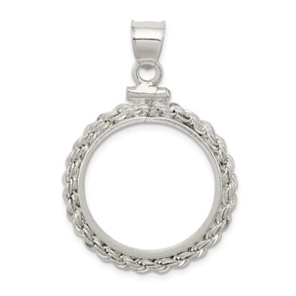 Wideband Distinguished Coin Jewelry Sterling Silver Polished Rope 21.1 x 2.0mm $0.05 Screw Top Coin Bezel Pendant