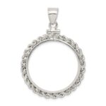Wideband Distinguished Coin Jewelry Sterling Silver Polished Rope 26.4 x 1.8mm Susan B. Anthony Screw Top Coin Bezel Pendant