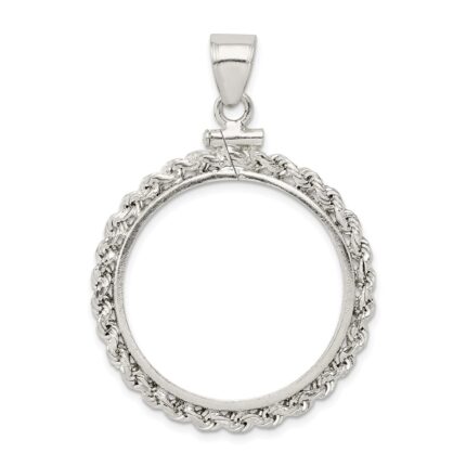 Wideband Distinguished Coin Jewelry Sterling Silver Polished Rope 26.4 x 1.8mm Susan B. Anthony Screw Top Coin Bezel Pendant