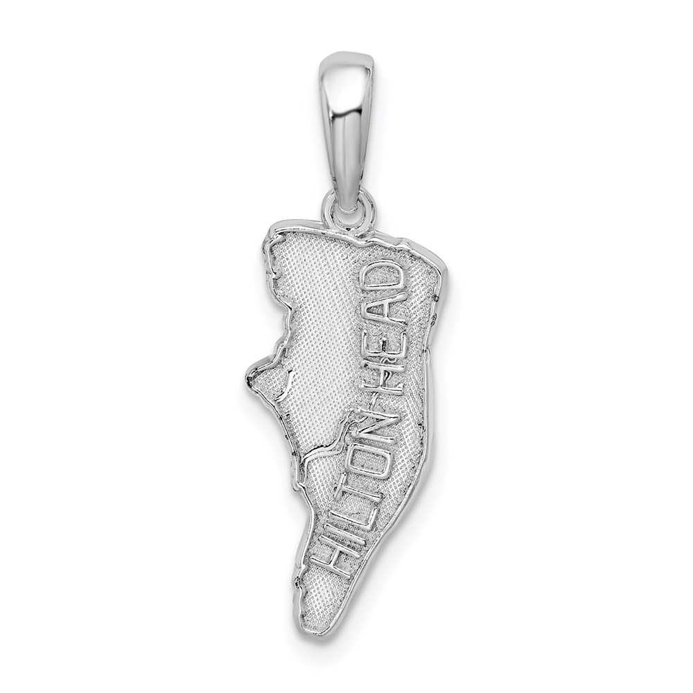 QC10008.jpg De-Ani Sterling Silver Rhodium-Plated Polished and Textured Hilton Head Map Pendant - Image 1