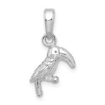 De-Ani Sterling Silver Rhodium-plated Polished 3D Toucan Bird Pendant