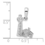 De-Ani Sterling Silver Rhodium-Plated Polished and Textured 3D Lighthouse Pendant - Image 4