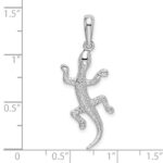 De-Ani Sterling Silver Rhodium-Plated Polished and Textured Gecko Pendant - Image 4