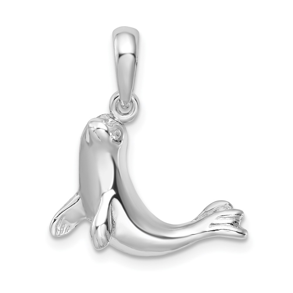 QC10021.jpg De-Ani Sterling Silver Rhodium-Plated Polished Seal Pendant - Image 1