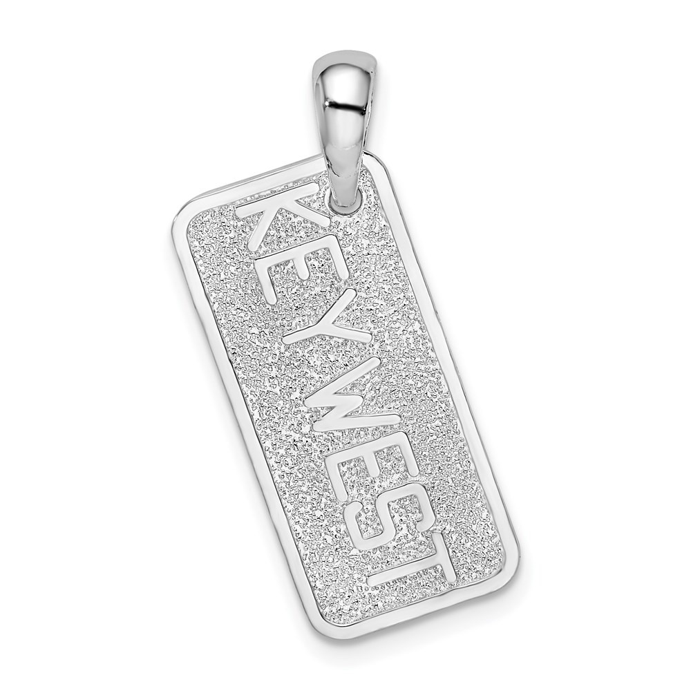 QC10027.jpg De-Ani Sterling Silver Rhodium-Plated Polished and Textured Key West License Pendant - Image 1