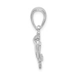 De-Ani Sterling Silver Rhodium-Plated Polished and Textured Sitting Frog Pendant - Image 2