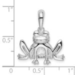 De-Ani Sterling Silver Rhodium-Plated Polished and Textured Sitting Frog Pendant - Image 4