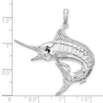 De-Ani Sterling Silver Rhodium-Plated Polished and Textured Marlin Fish Pendant - Image 4
