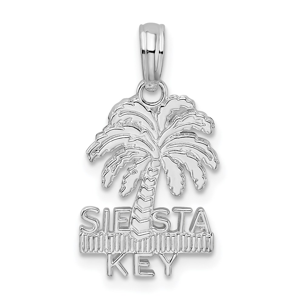 QC10035.jpg De-Ani Sterling Silver Rhodium-Plated Polished and Textured Siesta Key Palm Tree Pendant - Image 1