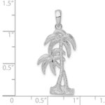 De-Ani Sterling Silver Rhodium-Plated Polished and Textured Double Palm Tree Pendant - Image 4