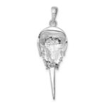 De-Ani Sterling Silver Rhodium-Plated Polished Moving Tail Horse Shoe Crab Pendant - Image 3