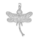 De-Ani Sterling Silver Rhodium-Plated Polished Filigree Wing Dragonfly Pendant - Image 3