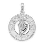 De-Ani Sterling Silver Rhodium-Plated Polished Marco Island with Shell Pendant