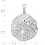 De-Ani Sterling Silver Rhodium-Plated Polished and Textured Beveled Sand Dollar Pendant - Image 4