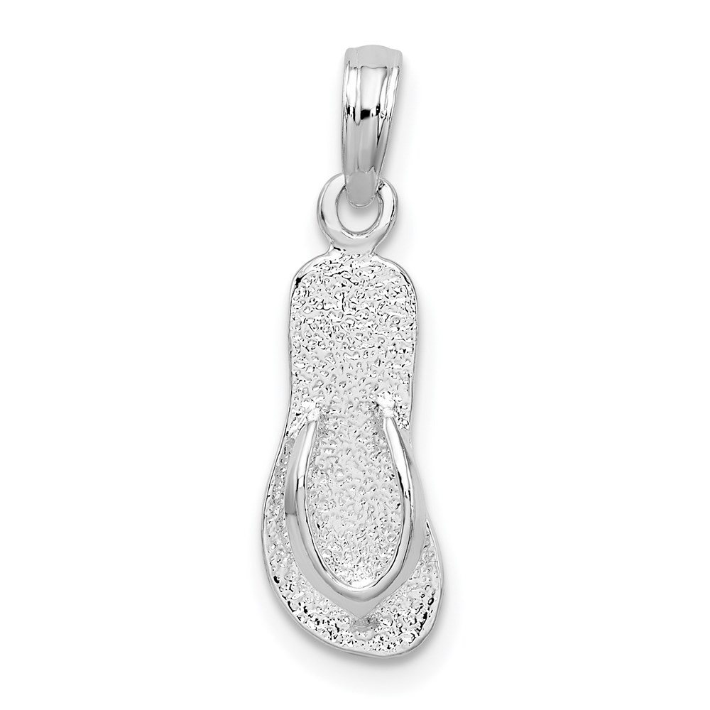 QC10058.jpg De-Ani Sterling Silver Rhodium-Plated Polished and Textured Flip Flop Pendant - Image 1