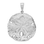 De-Ani Sterling Silver Rhodium-Plated Polished and Textured Sand Dollar Pendant - Image 3