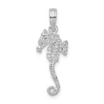 De-Ani Sterling Silver Rhodium-Plated Polished and Textured 3D Sea Horse Pendant