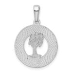 De-Ani Sterling Silver Rhodium-Plated St. Augustine with Palm Tree Circle Pendant - Image 3