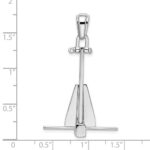 De-Ani Sterling Silver Rhodium-Plated Polished 3D Moveable Danforth Anchor Pendant - Image 4
