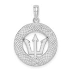 De-Ani Sterling Silver Rhodium-Plated Polished Barbados with Trident Circle Pendant - Image 3