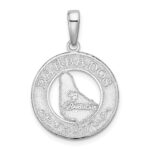 De-Ani Sterling Silver Rhodium-Plated Polished Barbados with Map Circle Pendant