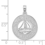 De-Ani Sterling Silver Rhodium-Plated Newport Rhode Island with Sailboat Circle Pendant - Image 4
