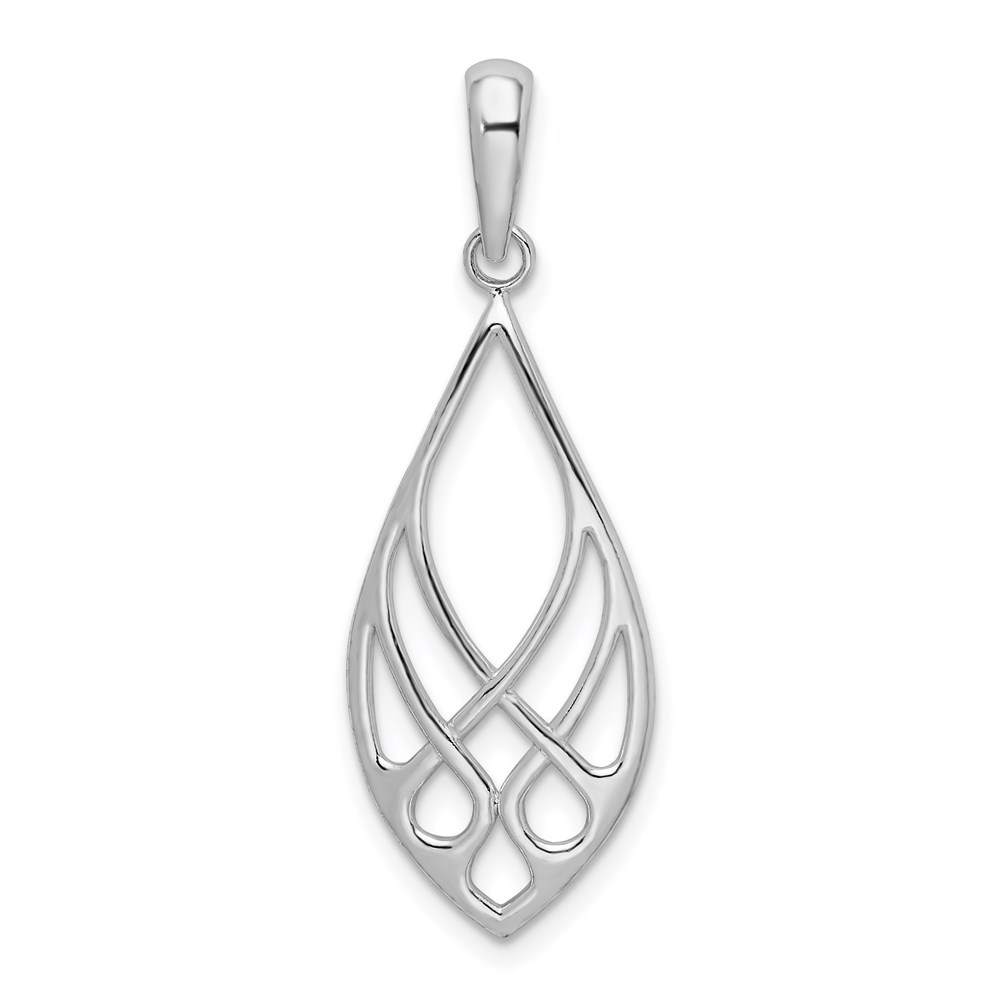 QC10110.jpg De-Ani Sterling Silver Rhodium-Plated Polished Teardrop Celtic Knot Pendant - Image 1