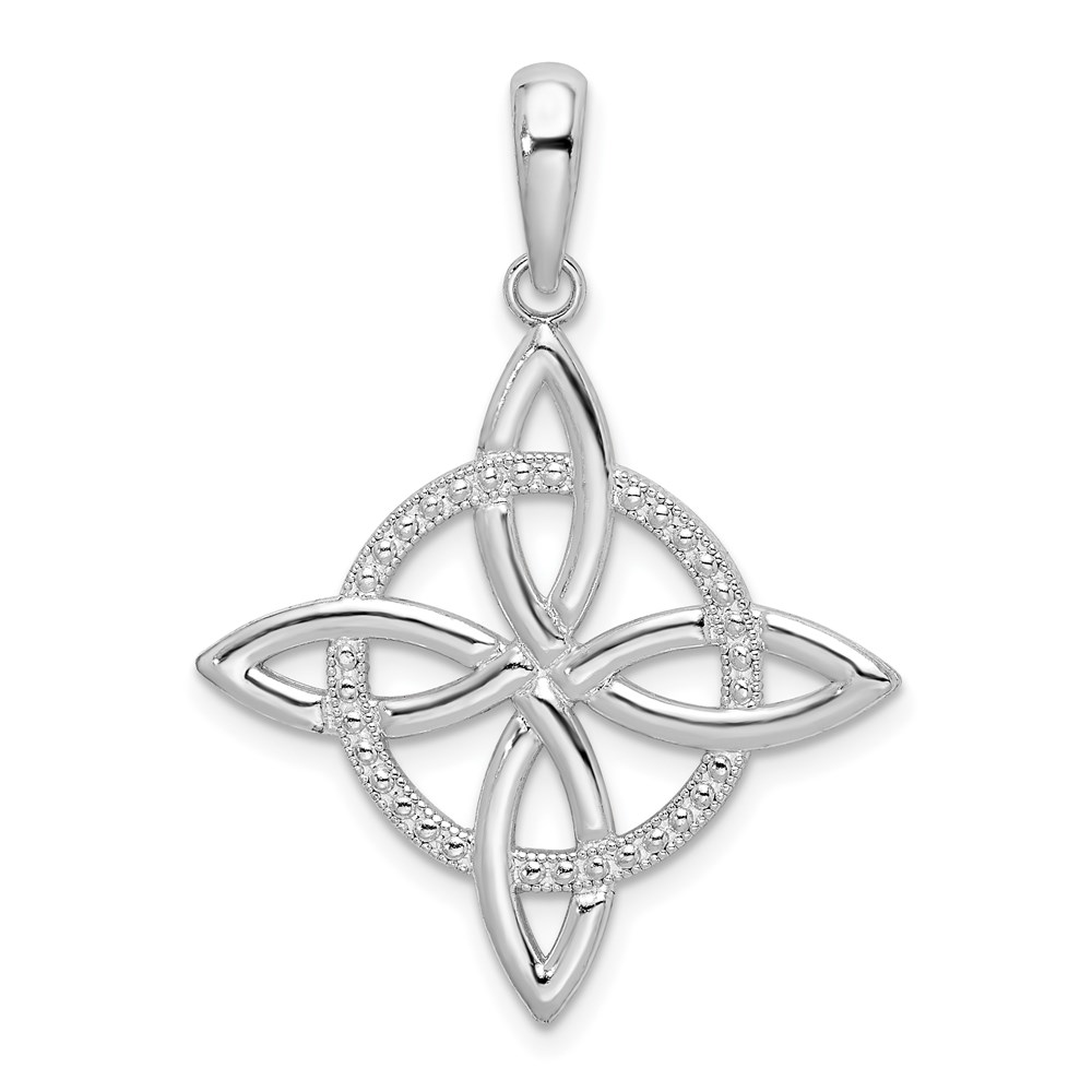 QC10112.jpg De-Ani Sterling Silver Rhodium-Plated Polished Celtic Eternity Knot Pendant - Image 1