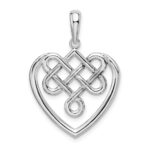 De-Ani Sterling Silver Rhodium-Plated Polished Celtic Knot Heart Pendant