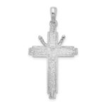 De-Ani Sterling Silver Rhodium-Plated Polished Beaded Edge Crucifix Pendant - Image 3