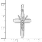 De-Ani Sterling Silver Rhodium-Plated Polished Beaded Edge Crucifix Pendant - Image 4